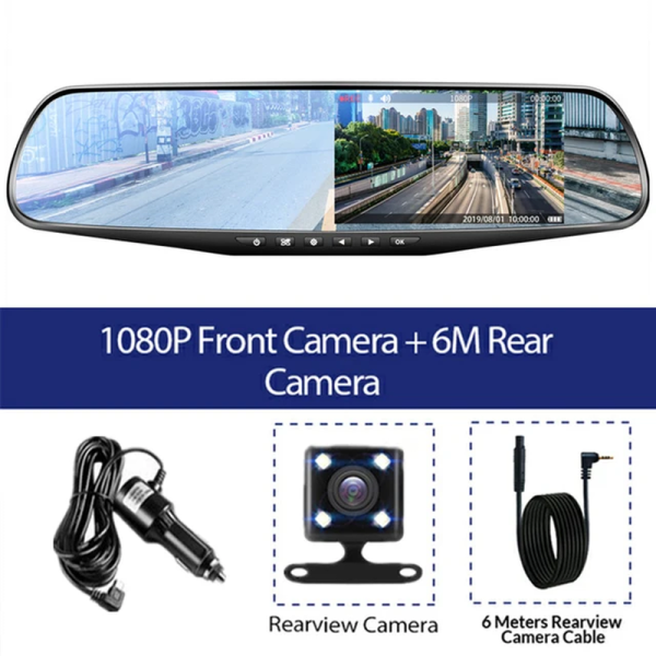 4.3 Inch Driving Recorder Car DVR Rearview Mirror Dual Lens Car Recorder 1080P IPS Front and Rear Camera Registrar Black Box New - Image 8