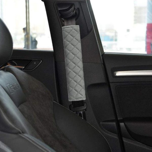 Gray Soft Patterned Seat Belt Strap Covers - Image 3