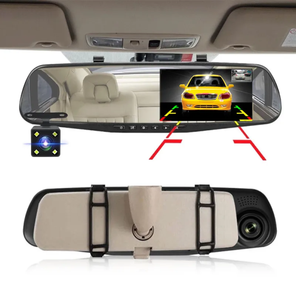 4.3 Inch Driving Recorder Car DVR Rearview Mirror Dual Lens Car Recorder 1080P IPS Front and Rear Camera Registrar Black Box New - Image 3