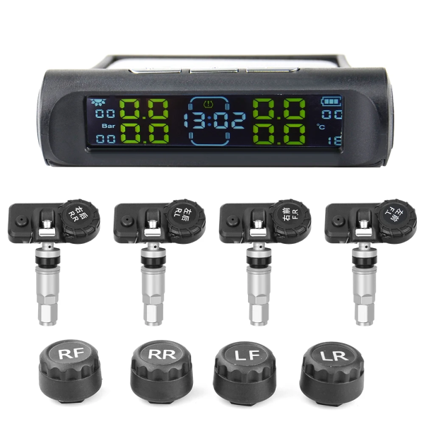 Universal TPMS Wireless Tire Pressure Monitoring System Solar Power Clock LCD Display 4 External Sensor Tire Pressure Sensors - Image 3