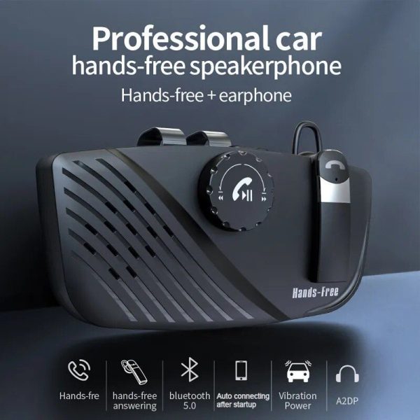 2 in 1 Bluetooth-Compatible Handsfree Speakerphone Car Kit with Earphone Sun Visor - Image 2