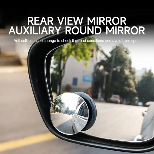 2Pcs round Frame Convex Blind Spot Mirror Safety Driving Wide Angle 360 Degree Adjustable Clear Rearview Mirror - Image 2