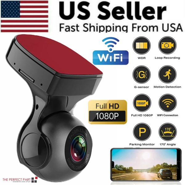 170° Wifi Dash Cam Recorder Car Camera HD 1080P Car DVR Vehicle Video G-Sensor