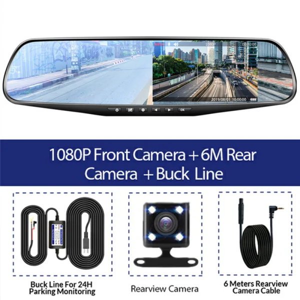 4.3 Inch Driving Recorder Car DVR Rearview Mirror Dual Lens Car Recorder 1080P IPS Front and Rear Camera Registrar Black Box New - Image 9