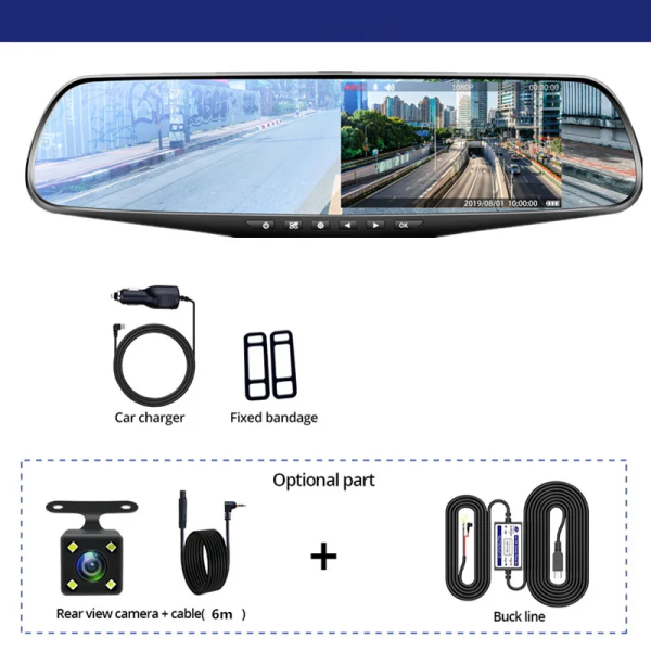 4.3 Inch Driving Recorder Car DVR Rearview Mirror Dual Lens Car Recorder 1080P IPS Front and Rear Camera Registrar Black Box New - Image 6