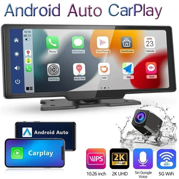 Carplay & Android Auto Car DVR Black Box 10.26 Inch Car Screen Dash Cam Camera Night Vision Video Recorder Car Assecories - Image 2