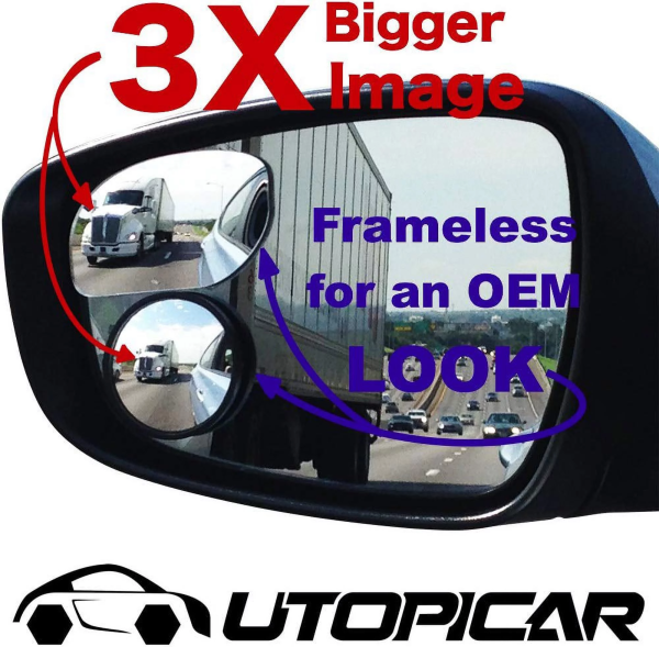 Blind Spot Mirrors.Unique Design Car Door Mirrors/Mirror for Blind Side Engineered for Larger Image and Traffic Safety. Awesome View! Frameless Design (2 Pack) - Image 2