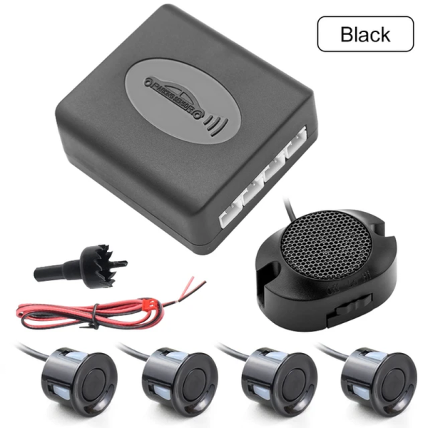 4 Sensors Buzzer 22Mm Car Parking Sensor Kit Reverse Backup Radar Sound Alert Indicator Detector System 12V