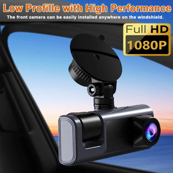 Dash Cam, 3 Channel Dash Cam Front and Rear Inside,1080P Full HD 170 Deg Wide Angle Dashboard Camera, Night Vision, WDR, Accident Lock, Loop Recording, Parking Monitor - Image 2