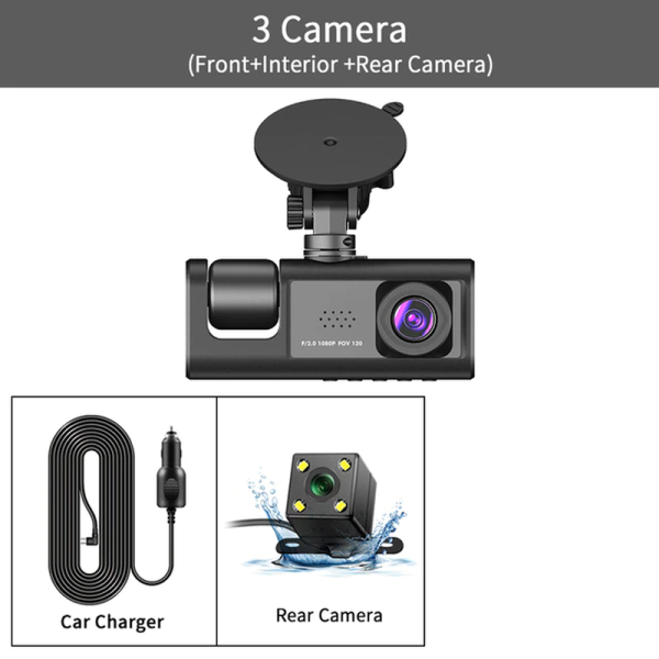 3 Channel Car DVR HD 1080P 3-Lens inside Vehicle Dash Camthree Way Camera Dvrs Recorder Video Registrator Dashcam Camcorder - Image 9