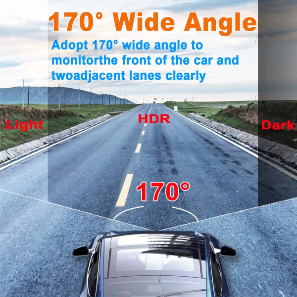 Dash Cam, 3 Channel Dash Cam Front and Rear Inside,1080P Full HD 170 Deg Wide Angle Dashboard Camera, Night Vision, WDR, Accident Lock, Loop Recording, Parking Monitor - Image 6