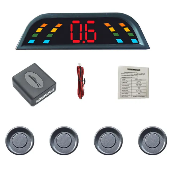 Car Parktronic LED Parking Sensor Kit Backlight Display with Switch Reverse Back-Up Monitor Detector System with 4 Sensors