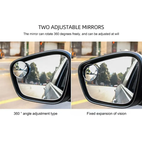 2Pcs round Frame Convex Blind Spot Mirror Safety Driving Wide Angle 360 Degree Adjustable Clear Rearview Mirror - Image 6