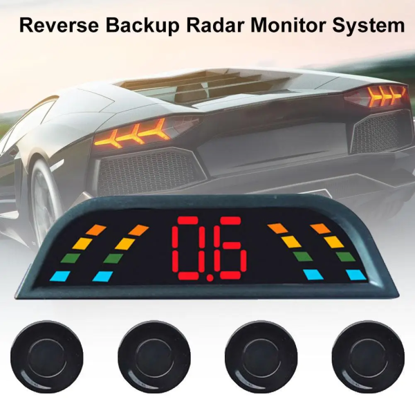 Car Parktronic LED Parking Sensor Kit Backlight Display with Switch Reverse Back-Up Monitor Detector System with 4 Sensors - Image 2